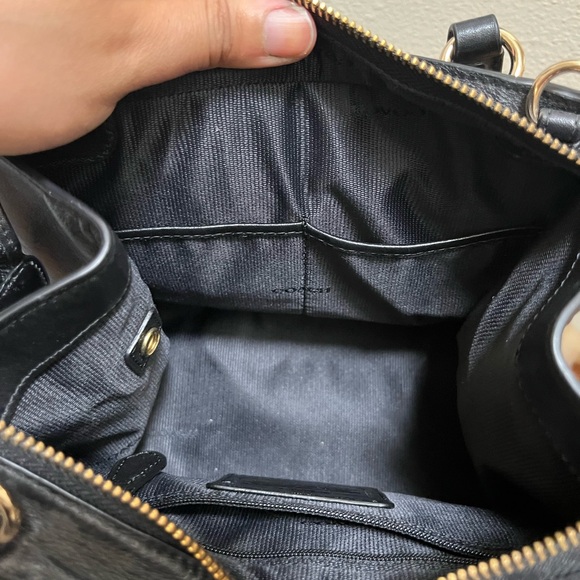 •COACH• Mini Crosby Carryall Black Smooth Leather Missing Strap - Picture 11 of 13